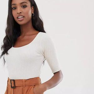 ASOS DESIGN Tall Scoop Neck Short Sleeve Knit Ribbed Sweater
